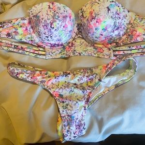 Victoria’s Secret bathing suit. Cheeky bottoms.